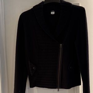 J crew wool cashmere blend black moto style sweater, L